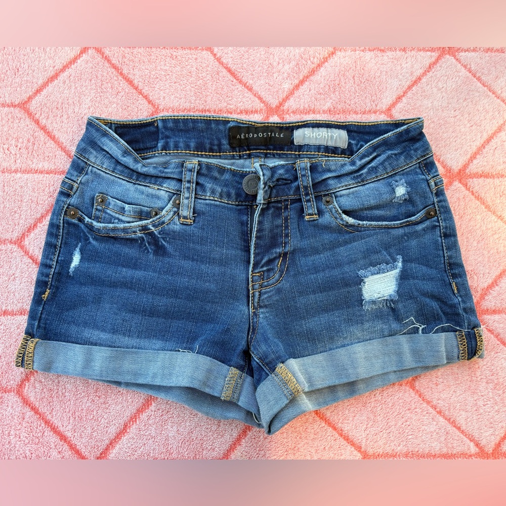 Aeropostale Distressed Blue Jean Shorts